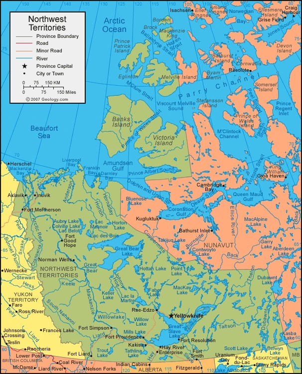 Map of the Northwest Territories