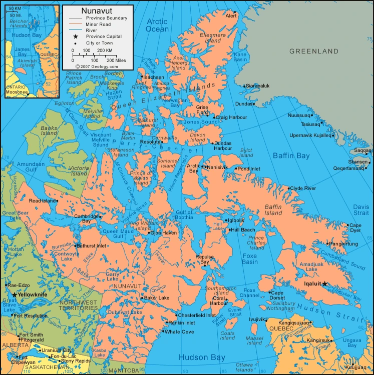 Nunavut's map