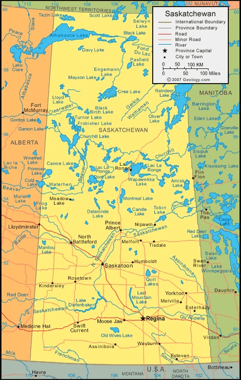 Saskatchewan's map