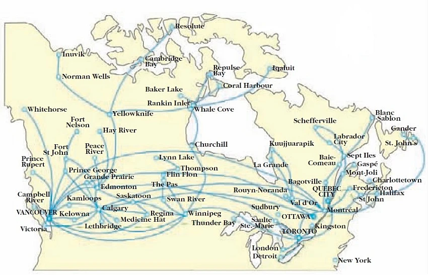 Principal Domestic Air Routes in Canada